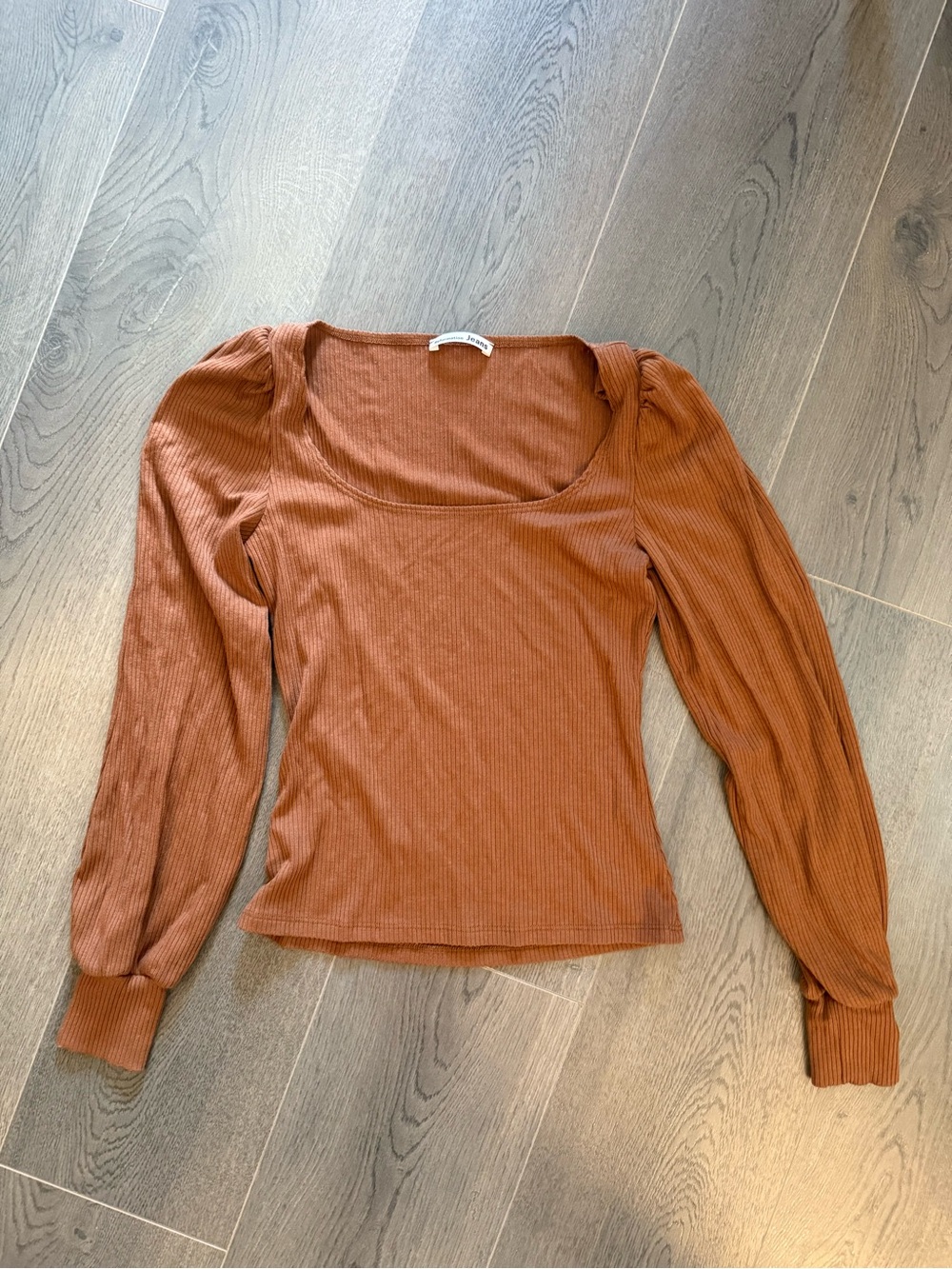 Reformation puffy long sleeve brown top (Sz XS)